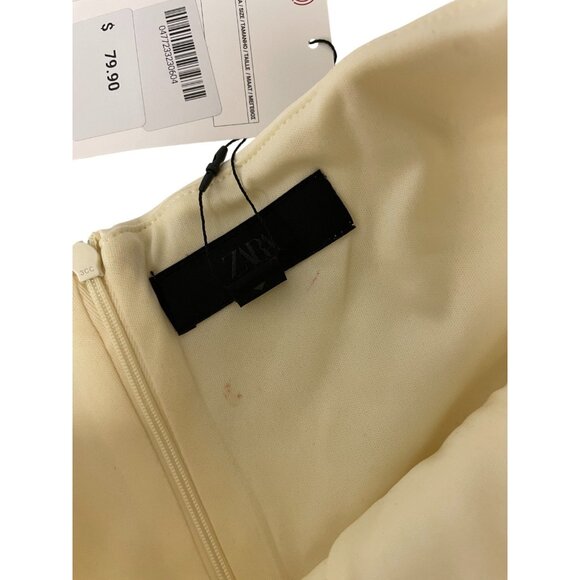 Zara Women Mini Dress Large L off White Puffy Tulle Hem Strapless 4772/332 NWT - Picture 7 of 16